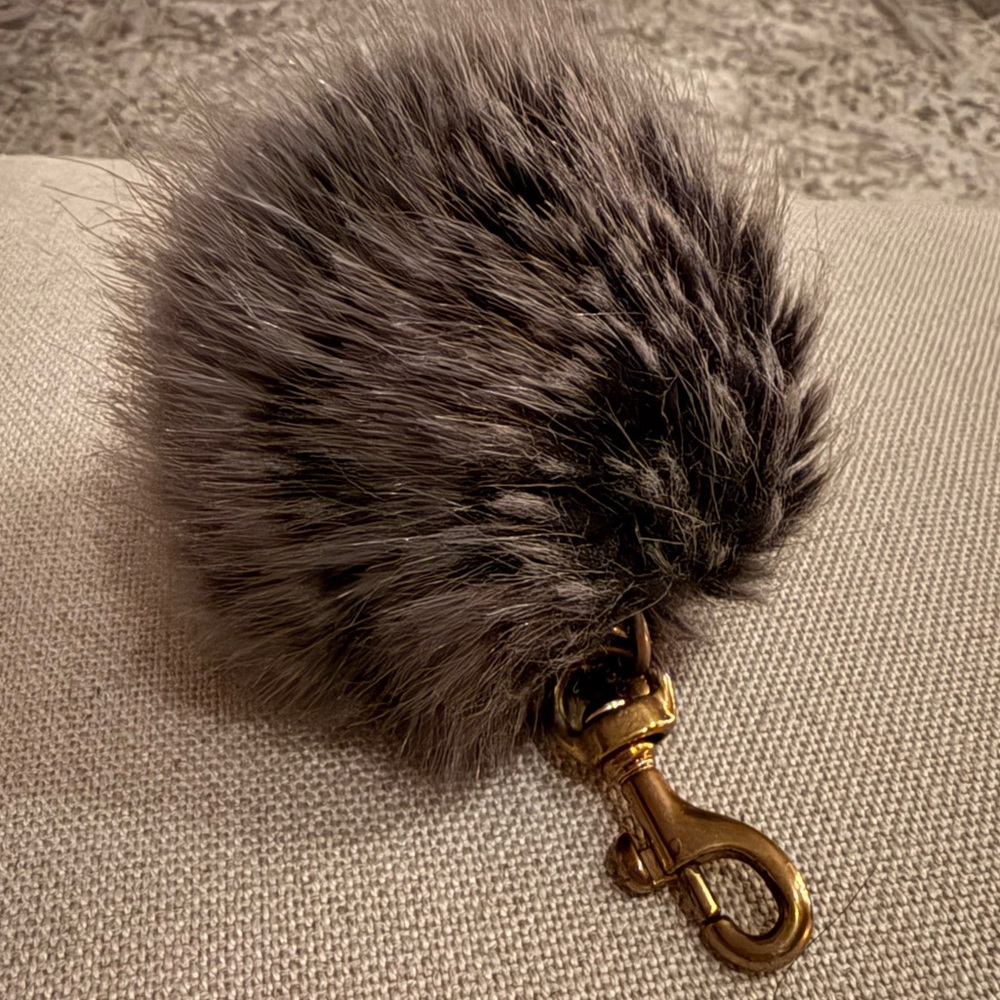 J. Crew Faux Fur Keychain  Bag Charm with Gold Accent